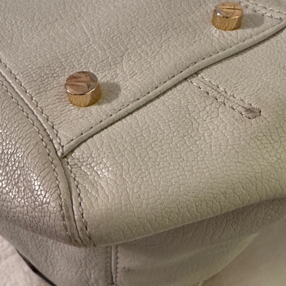 Michael Kors Cream Alexis Pebbled Leather Satchel with Gold Hardware - Picture 10 of 13